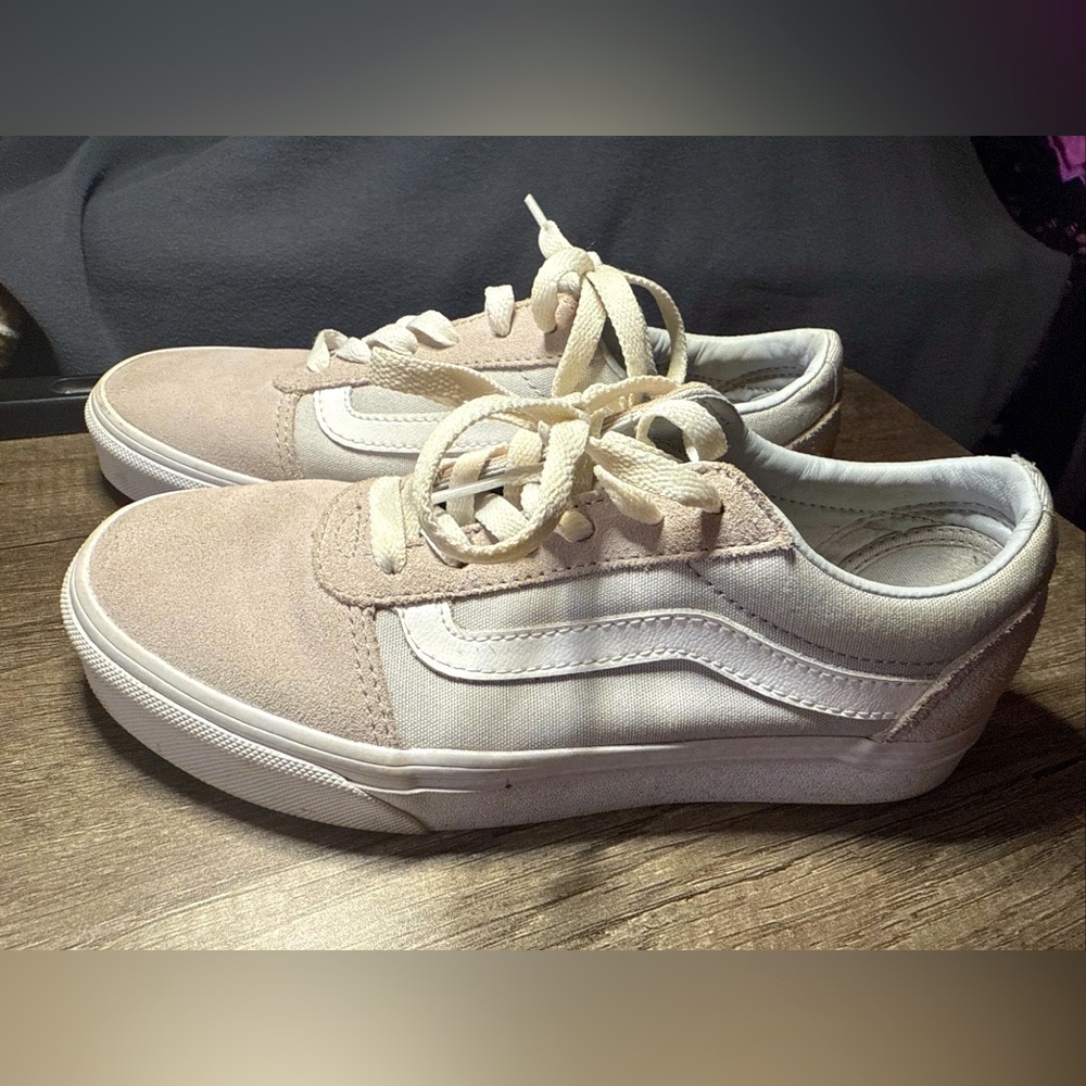 Vans Sneakers Womens Size 6.5 Tan White Off The Wall 500714 Casual Shoes Skater
